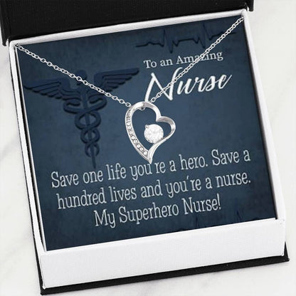 Appreciation Gift For Nurse My Superhero Nurse Forever Love Necklace