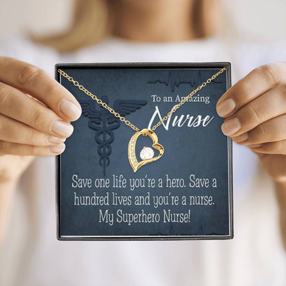 Appreciation Gift For Nurse My Superhero Nurse Forever Love Necklace