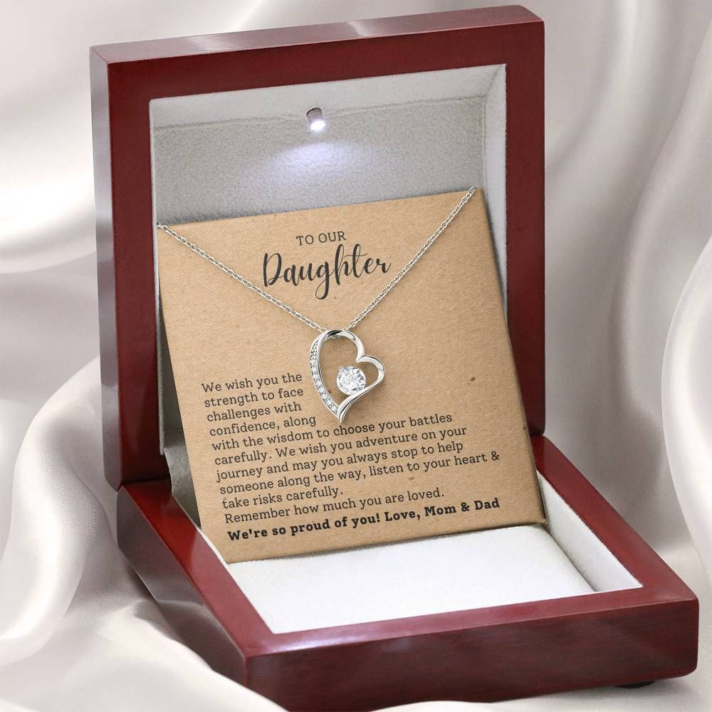 Classic Gift For Daughter We're So Proud Of You Forever Love Necklace