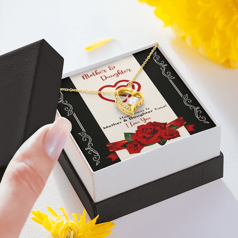 Luxury Gift For Daughter Happiness Is Mother And Daughter Time Forever Love Necklace