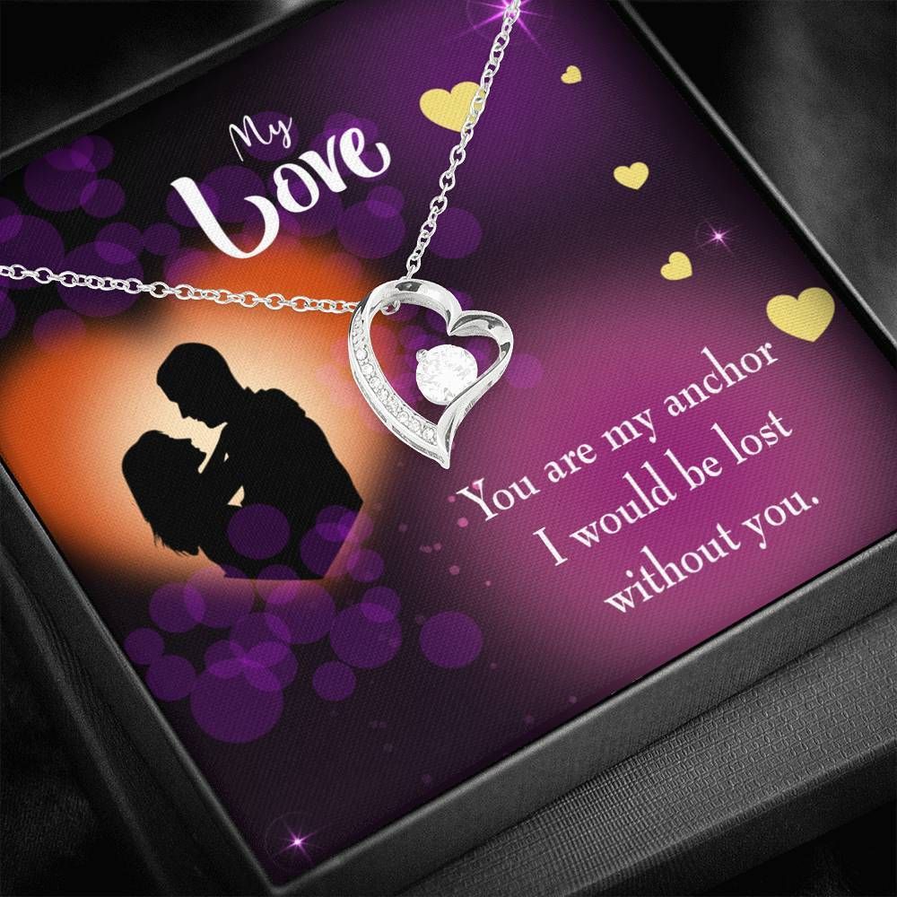 18k Gold Forever Love Necklace Gift For Wife You Are My Anchor Forever Love