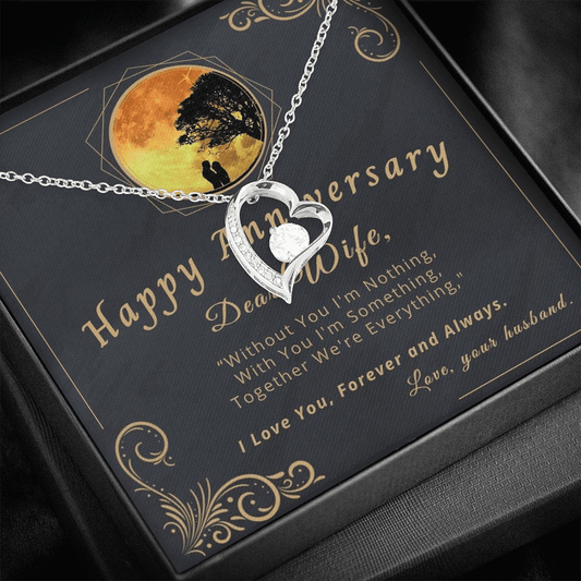 Forever Love Necklace Gift For Wife Golden Paisley Texture Without You I'm Nothing