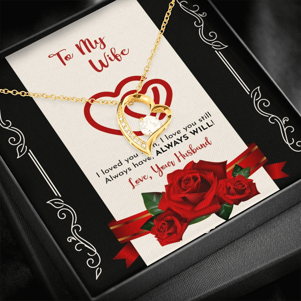 Always Will Love You Red Rose Forever Love Necklace Gift For Wife