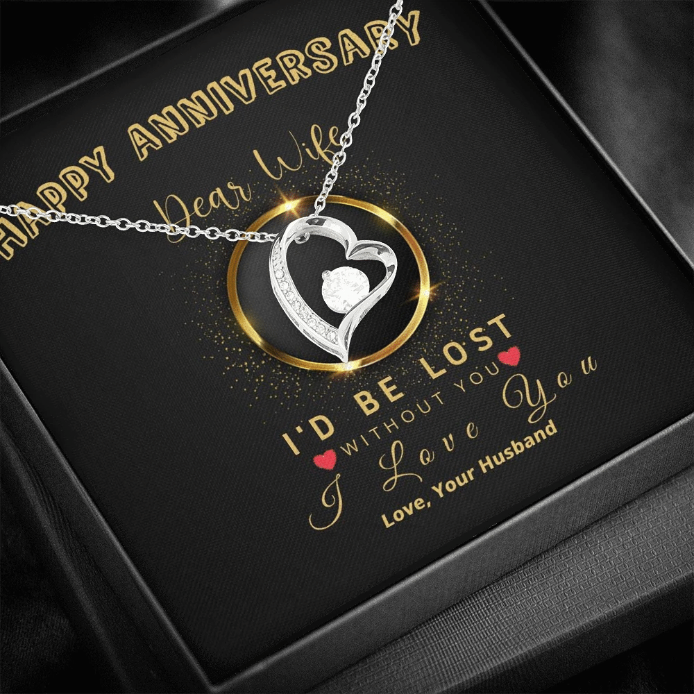 Gold Glitter I'd Be Lost Without You Forever Love Necklace Gift For Wife