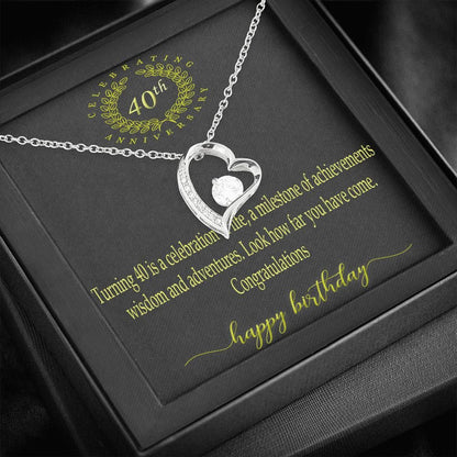 Best Gift For Mom Happy 40th Birthday Forever Love Necklace