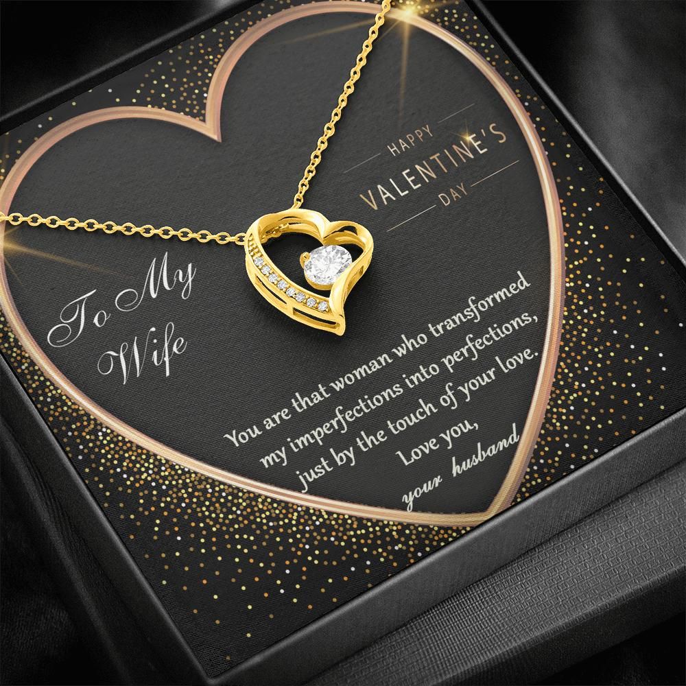 Valentine Gift For Wife Gold Color Forever Love Necklace