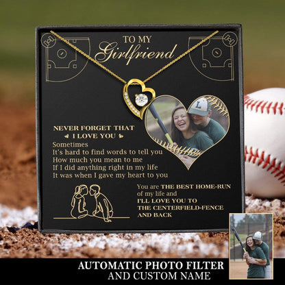 Baseball Forever Love Necklace Gift For Girlfriend Never Forget That I Love You Custom Name And Photo