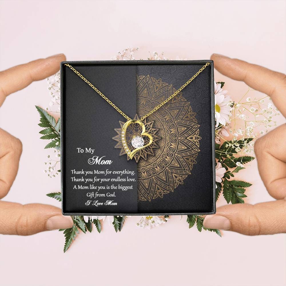 Gold Mandala Gift For Mom Forever Love Necklace Thank You Mom For Everything