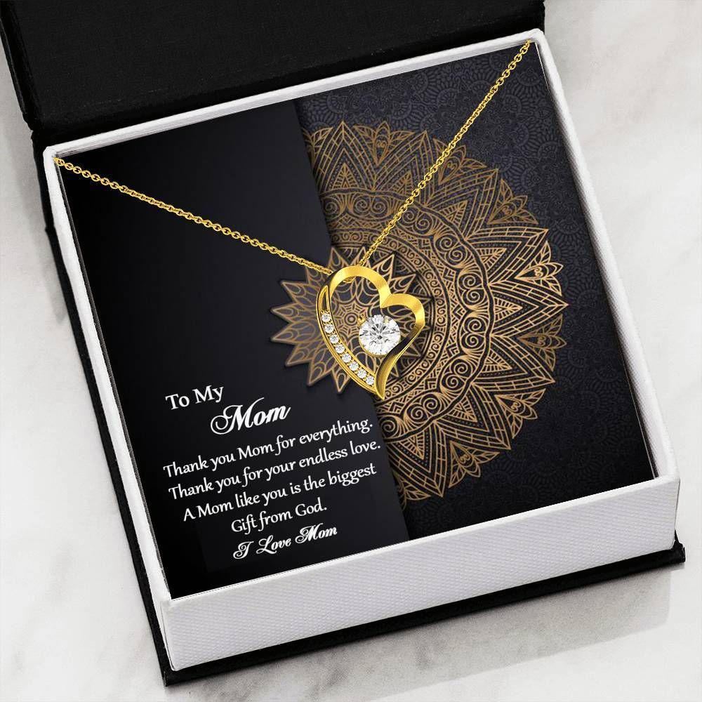 Gold Mandala Gift For Mom Forever Love Necklace Thank You Mom For Everything