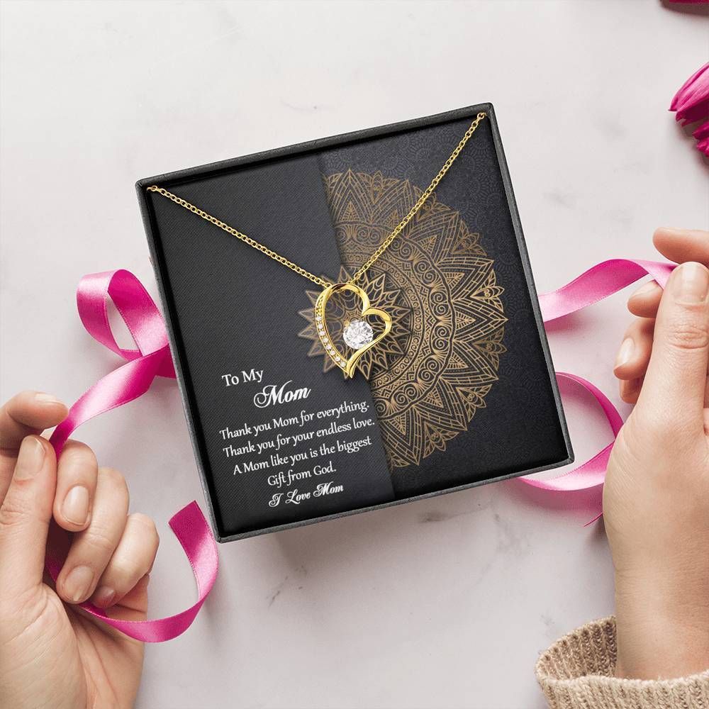 Gold Mandala Gift For Mom Forever Love Necklace Thank You Mom For Everything