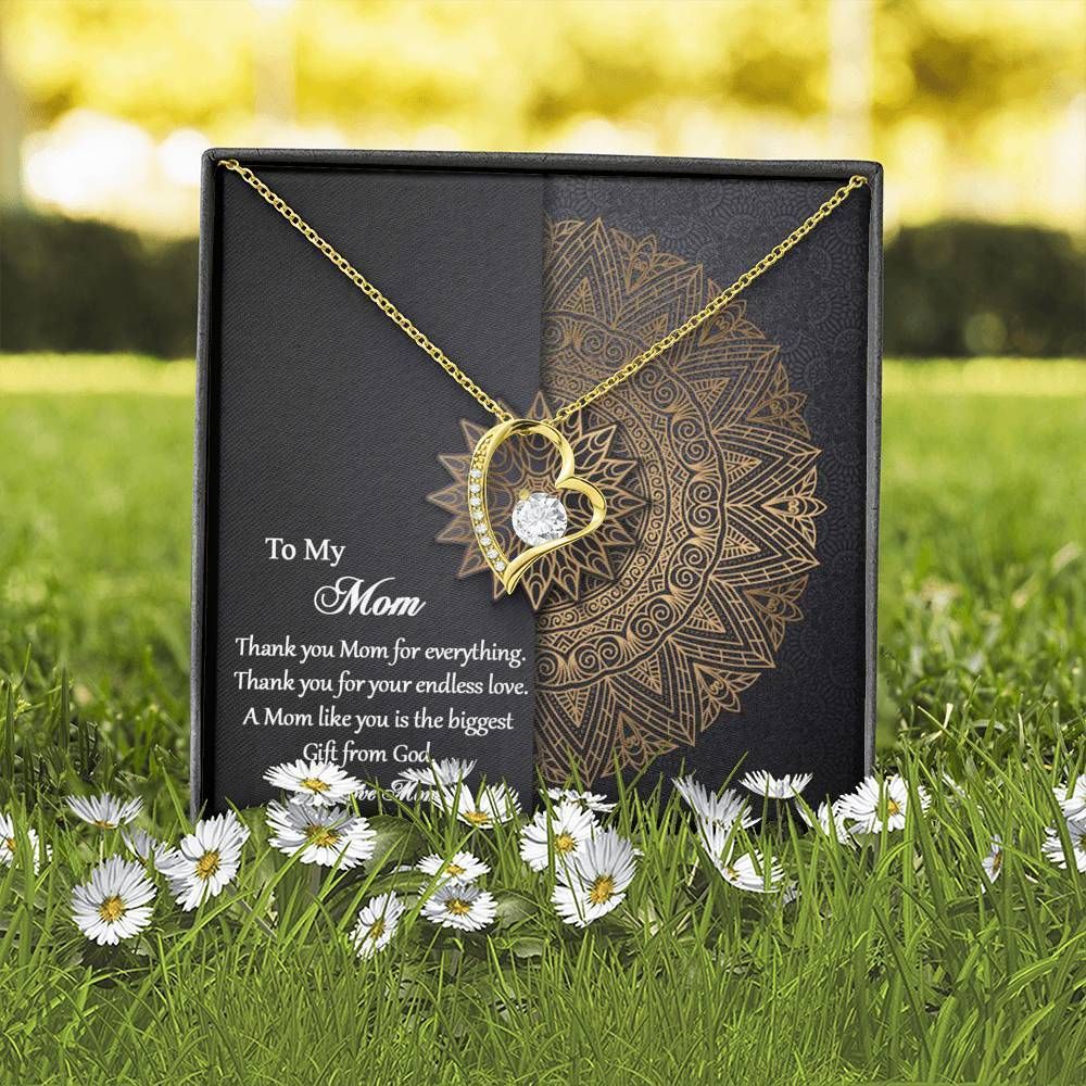 Gold Mandala Gift For Mom Forever Love Necklace Thank You Mom For Everything