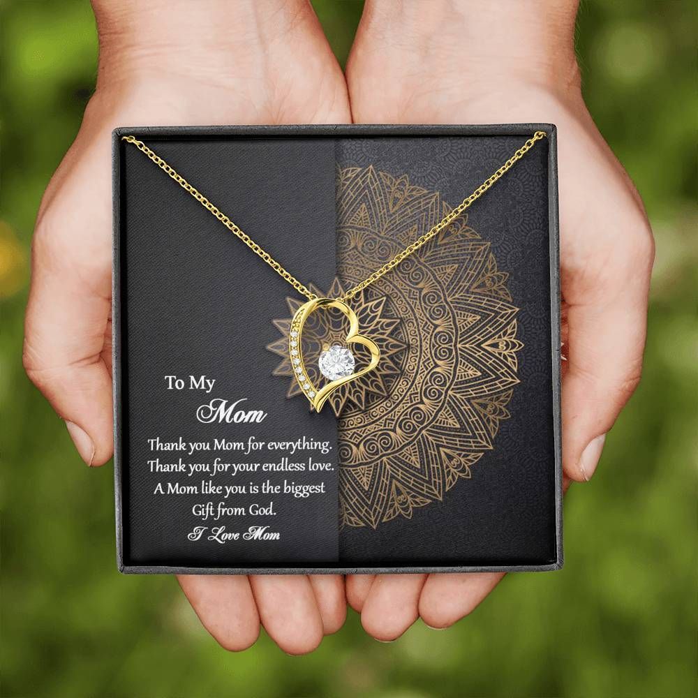 Gold Mandala Gift For Mom Forever Love Necklace Thank You Mom For Everything