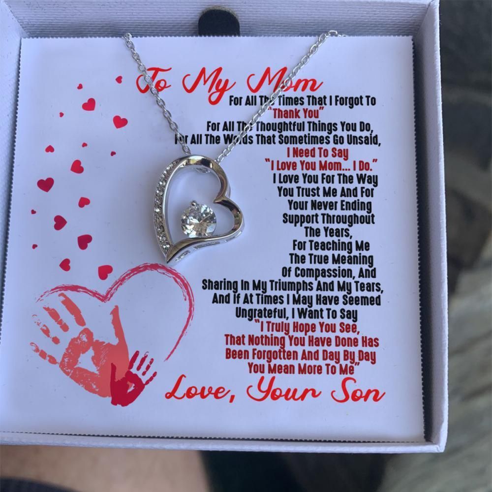 Son Gift For Mom Forever Love Necklace You Mean More To Me