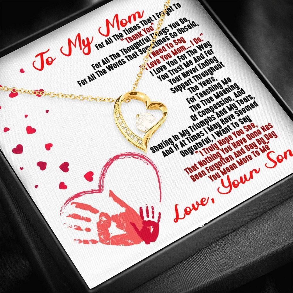 Son Gift For Mom Forever Love Necklace You Mean More To Me