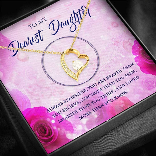 Pink Rose Forever Love Necklace Gift For Daughter You Are Braver Than You Believe