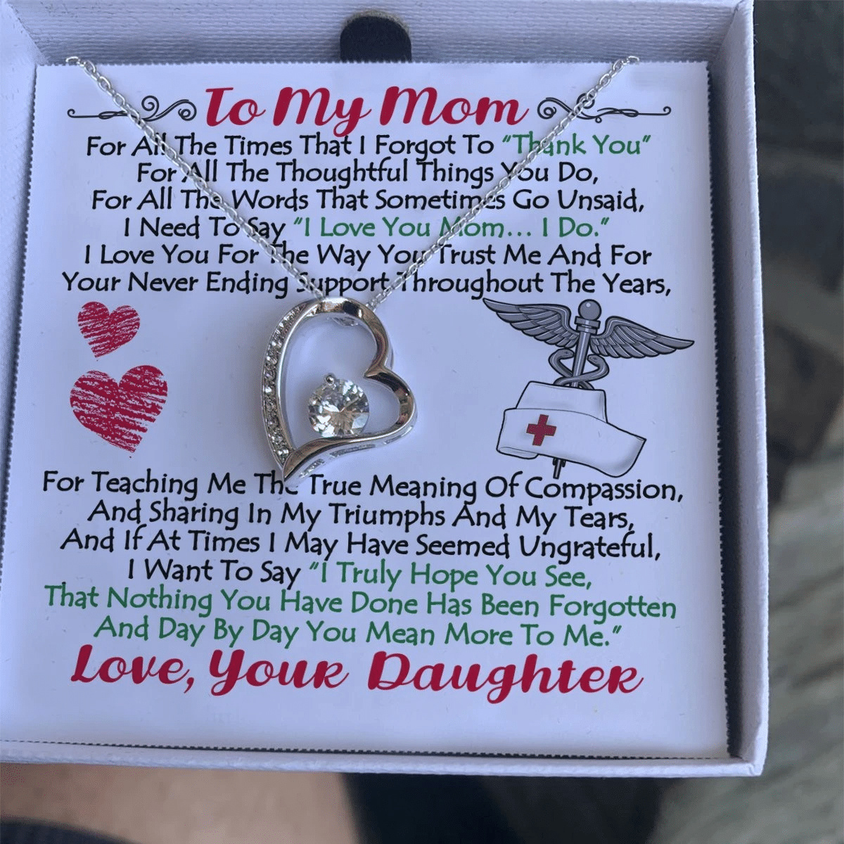 Nurse Daughter Gift For Mom Forever Love Necklace Thank For Teaching Me