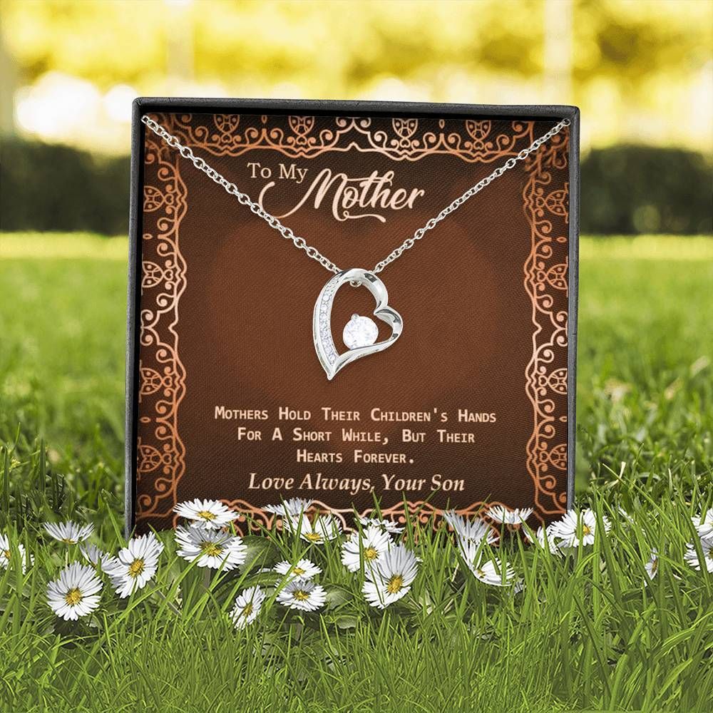 Son Gift For Mom Mama Forever Love Necklace Mothers Hold Their Children's Heart Forever