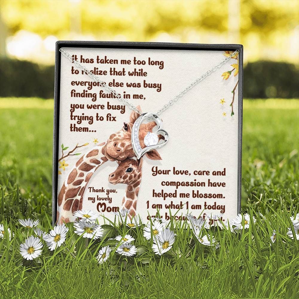 Wild Giraffe Gift For Mom Forever Love Necklace Because Of You