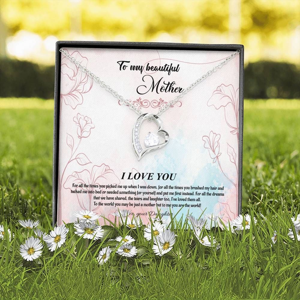 Daughter Gift For Mom Forever Love Necklace You Are The World