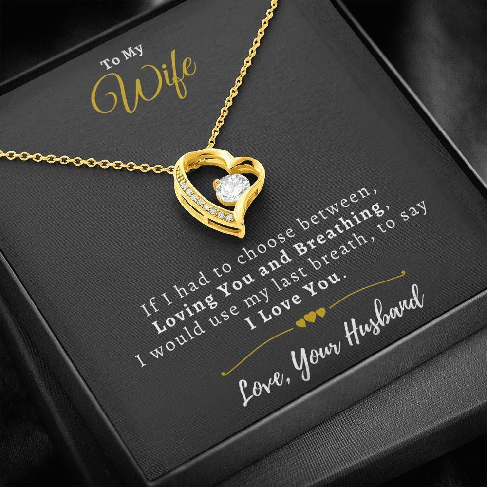 Forever Love Necklace Gift For Wife I Had To Choose Between Breathing And Loving You