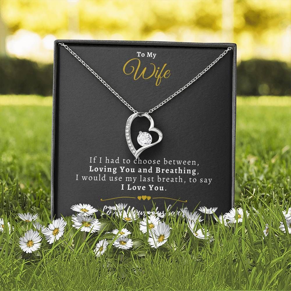 Forever Love Necklace Gift For Wife I Had To Choose Between Breathing And Loving You