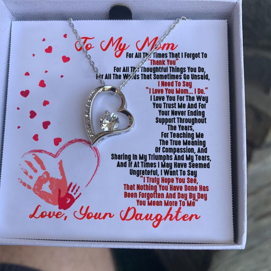 Hand Prints Thank You Daughter Gift For Mom Forever Love Necklace