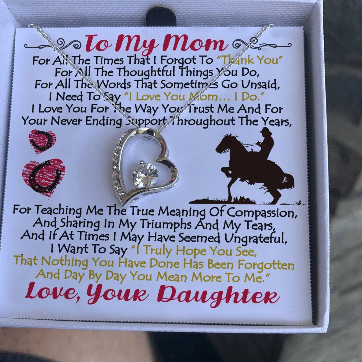 Horse Daughter Gift For Mom Forever Love Necklace You Mean More To Me