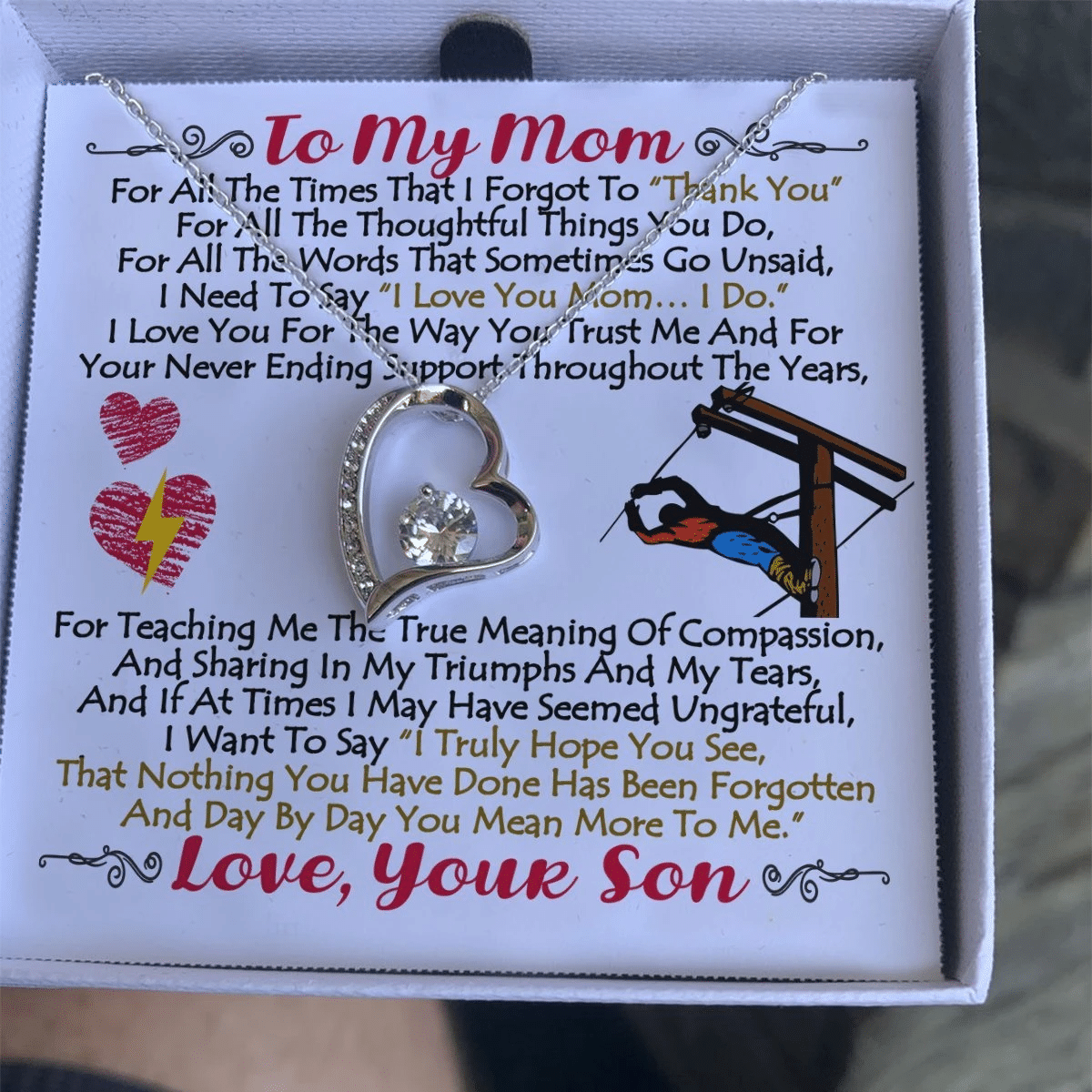 Electric Son Gift For Mom Forever Love Necklace Thank For Teaching Me