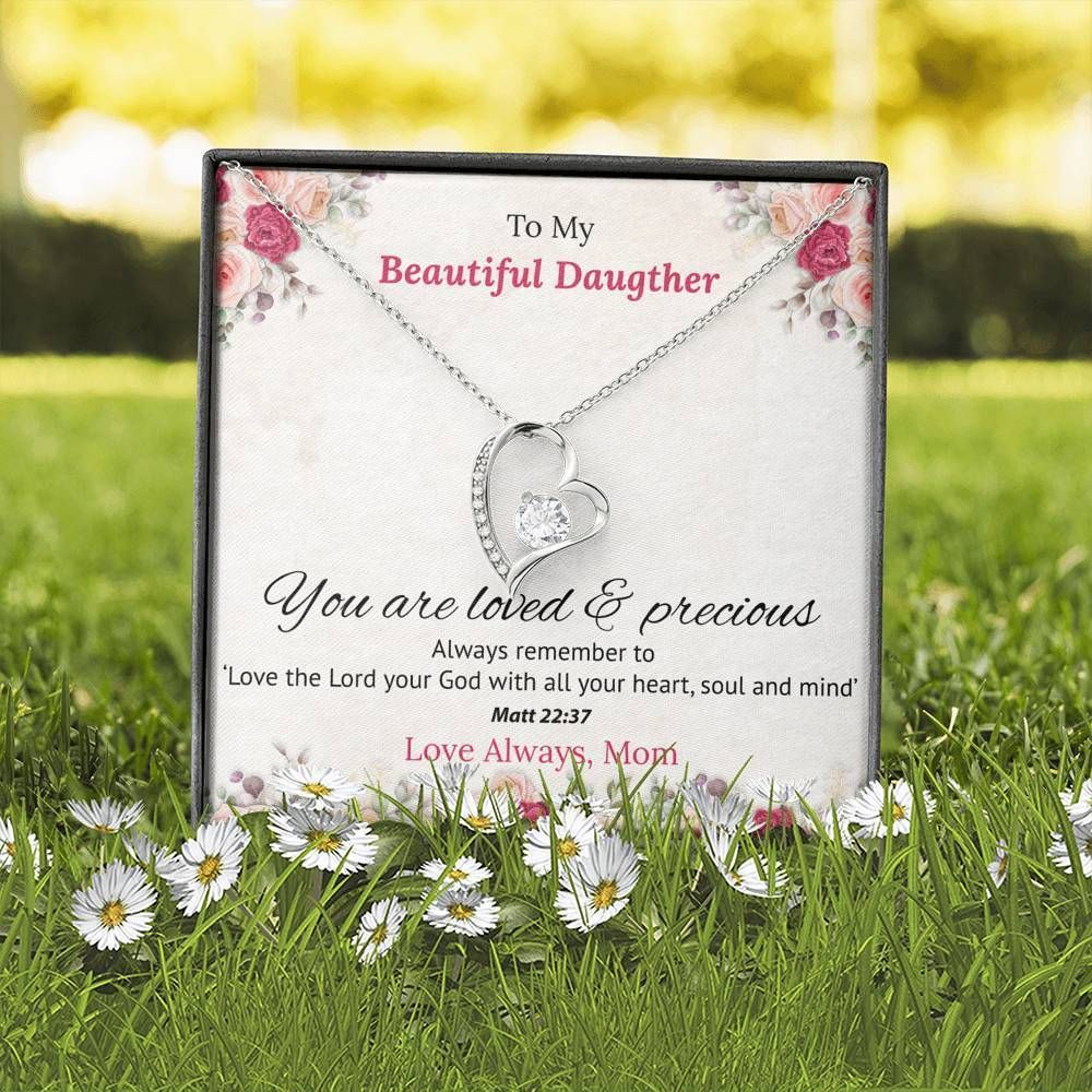 Mom Gift For Daughter Forever Love Necklace You Are Loved And Precious