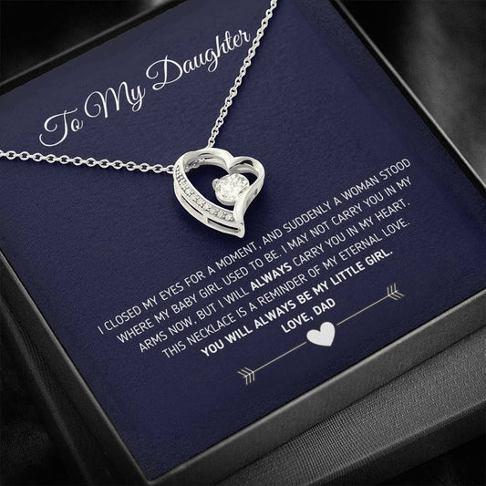 Forever Love Necklace Dad Gift For Daughter You'll Be Little Girl