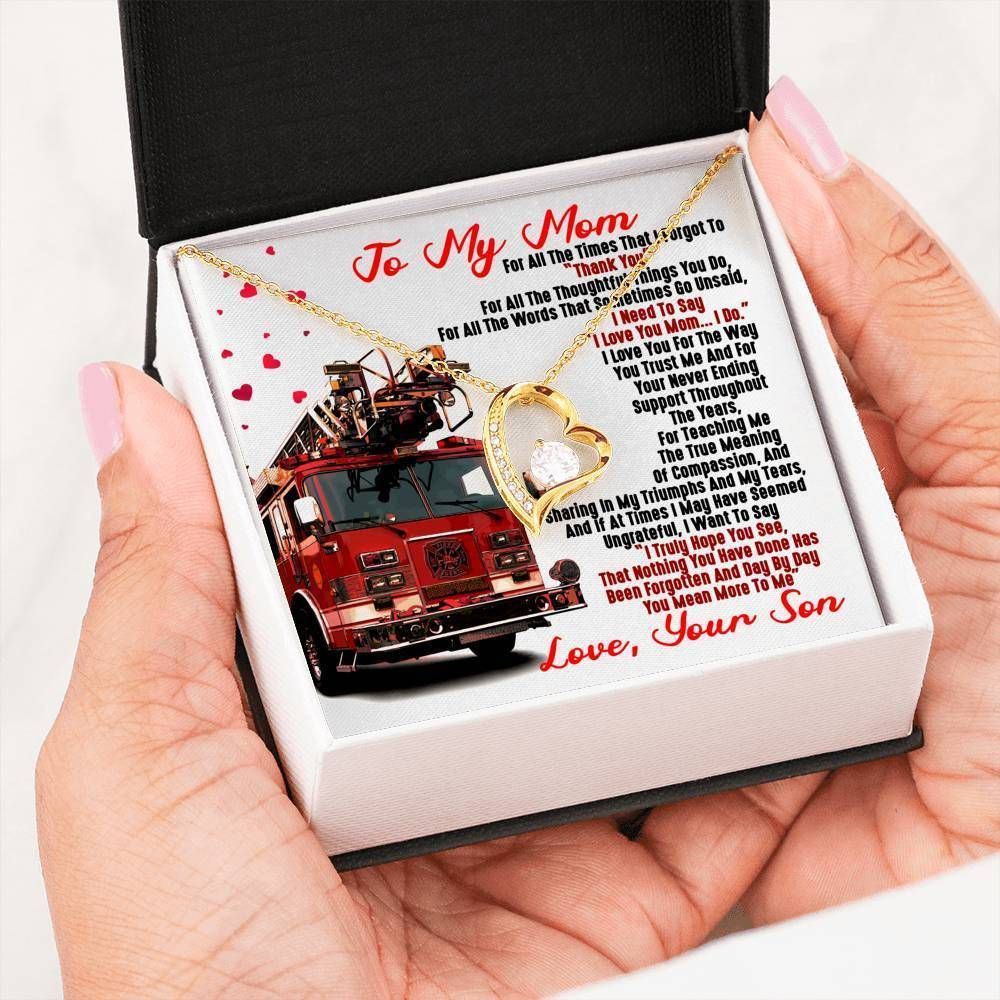 Firefighter Son Gift For Mom Forever Love Necklace Thank You