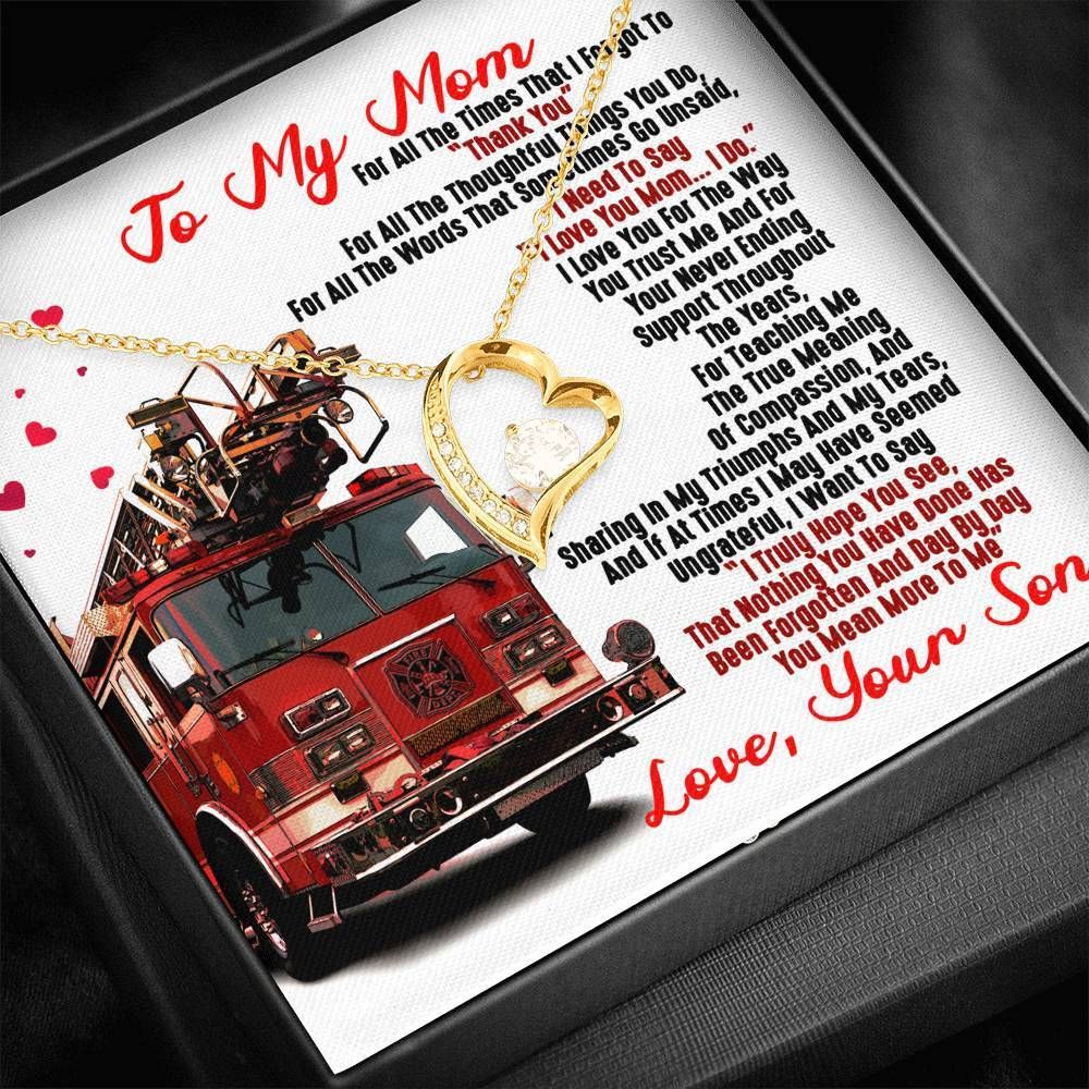 Firefighter Son Gift For Mom Forever Love Necklace Thank You