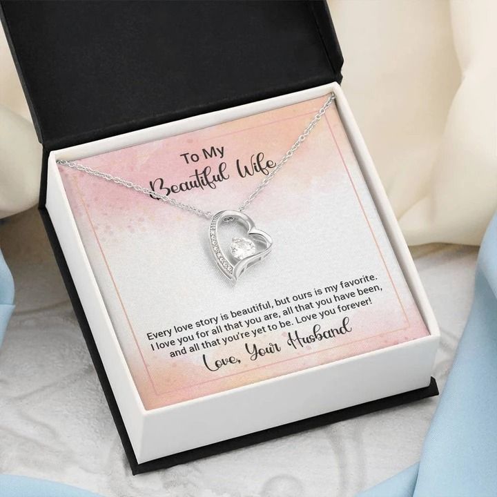 To My Beautiful Wife Happy Anniversary Forever Love Necklace