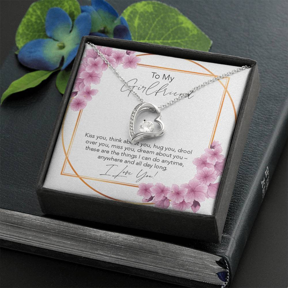 Forever Love Necklace Gift For Girlfriend Kiss You And Think About You 