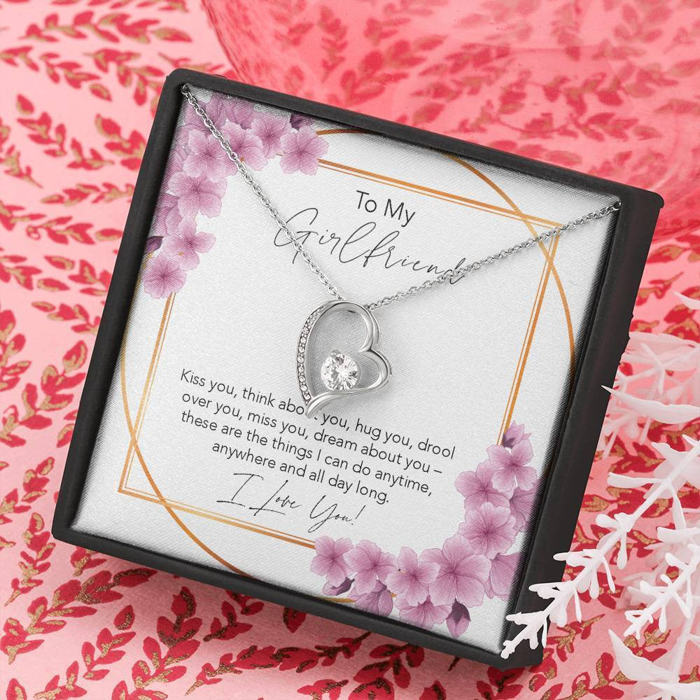 Forever Love Necklace Gift For Girlfriend Kiss You And Think About You 