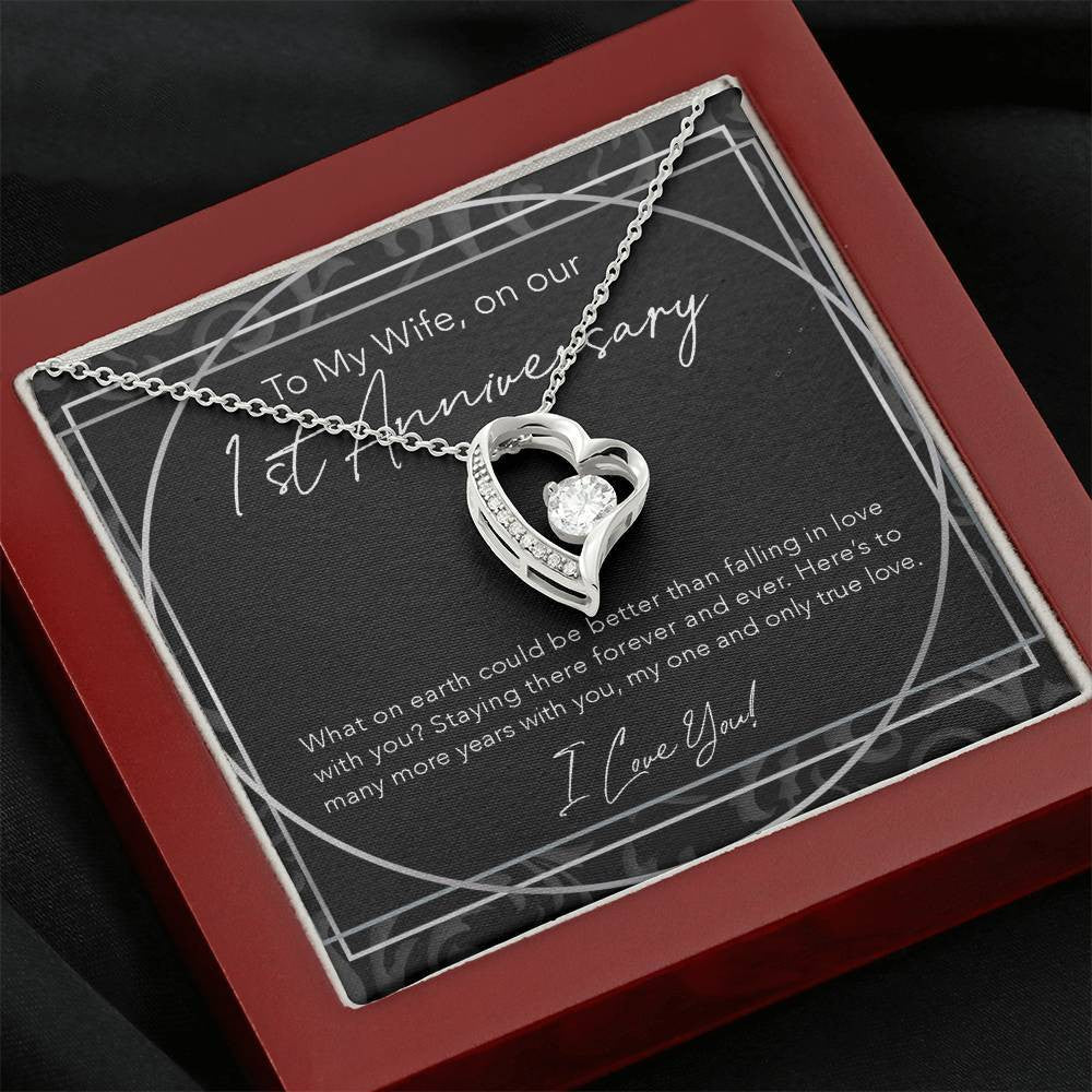 Forever Love Necklace Gift For Wife Happy First Anniversary 