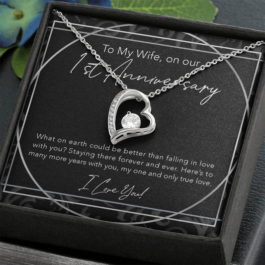 Forever Love Necklace Gift For Wife Happy First Anniversary 