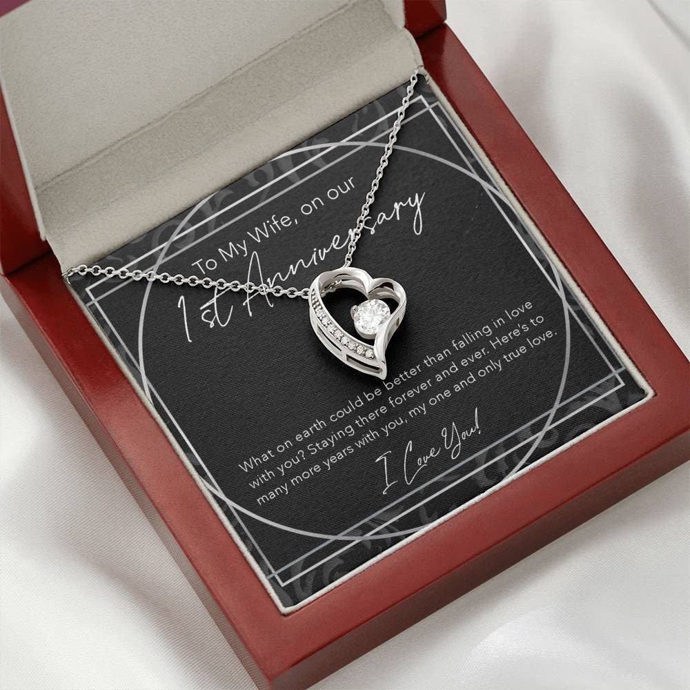 Forever Love Necklace Gift For Wife Happy First Anniversary 