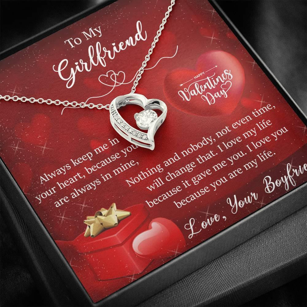 Gift For Girlfriend Happy Valentine's Day Forever Love Necklace Always Keep Me In Your Heart