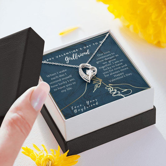 Gift For Girlfriend Happy Valentine's Day When I Wake Each Day Forever Love Necklace