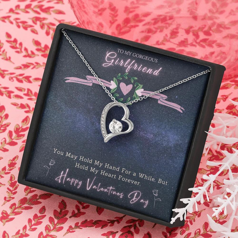 Gift For Girlfriend Happy Valentine's Day Forever Love Necklace Hold My Heart Forever