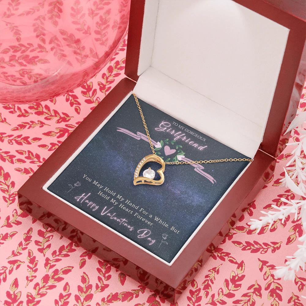 Gift For Girlfriend Happy Valentine's Day Forever Love Necklace Hold My Heart Forever