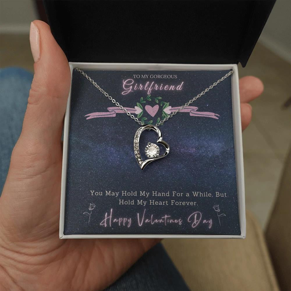 Gift For Girlfriend Happy Valentine's Day Forever Love Necklace Hold My Heart Forever