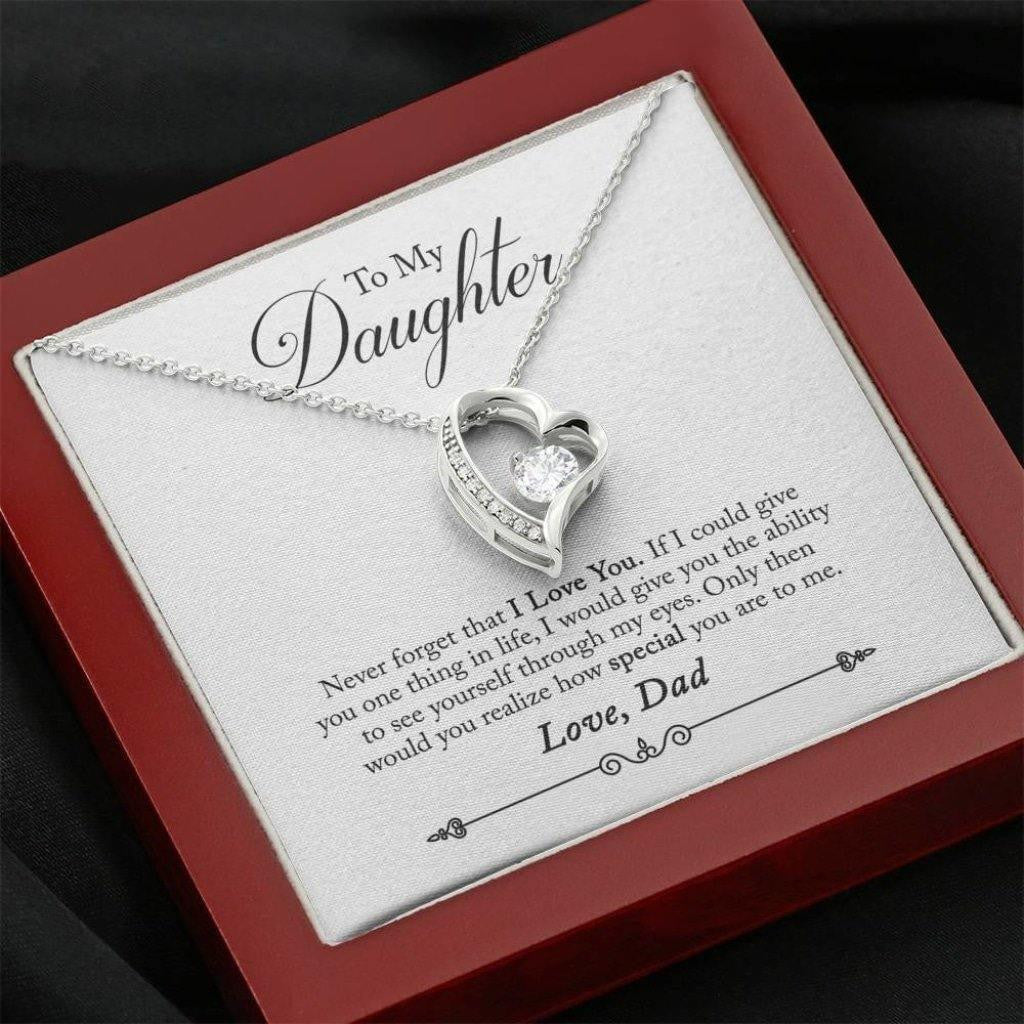 Gift For Daughter From Dad Forever Love Necklace Never Forget I Love You