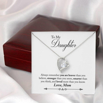 Gift For Daughter From Mom You Are Braver Than You Believe Forever Love Necklace